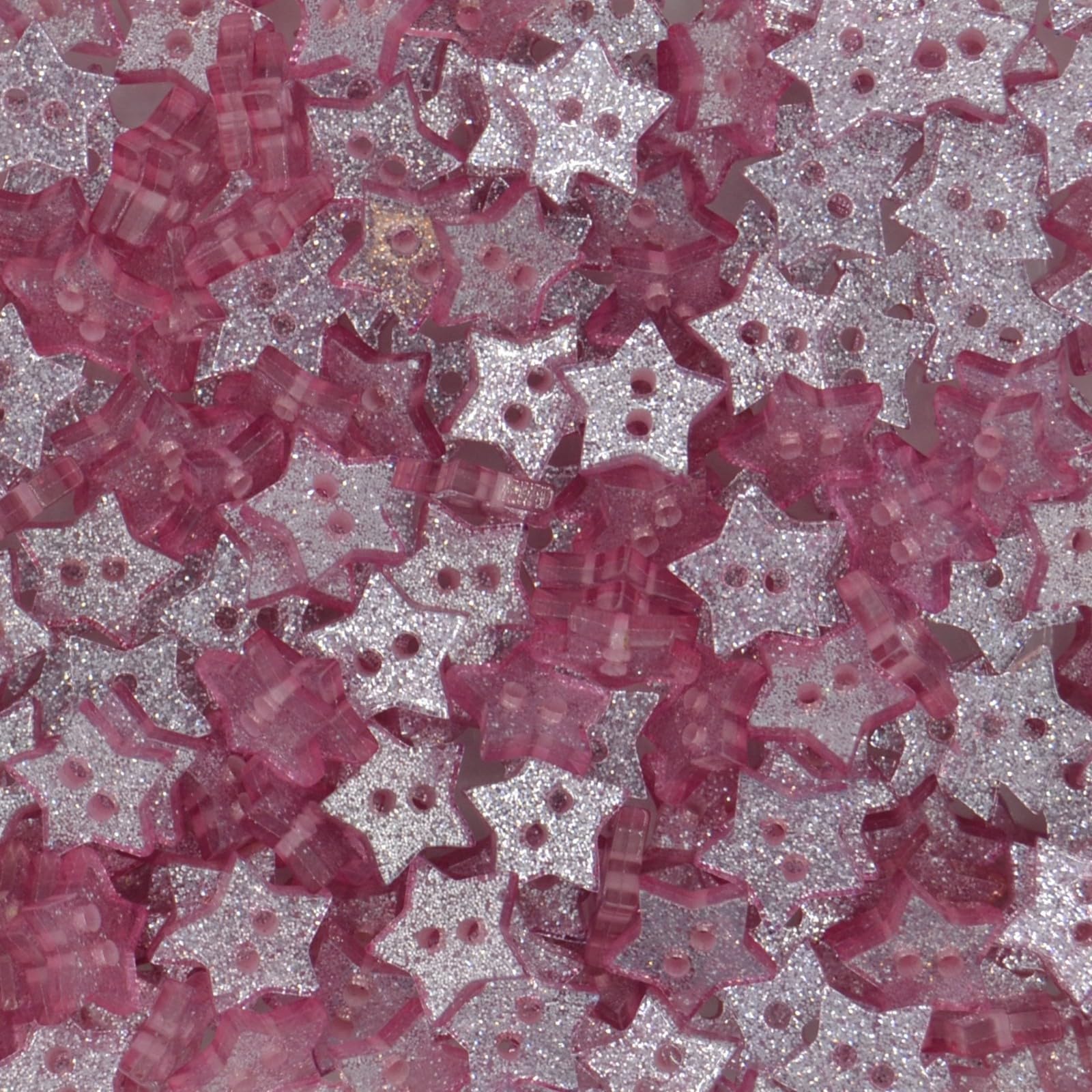 14mm Glitter Star Buttons - Choice of Colours - Ideal for Sewing/Knitting/Clothes & Scrapbooking (Pink, Pack of 100)