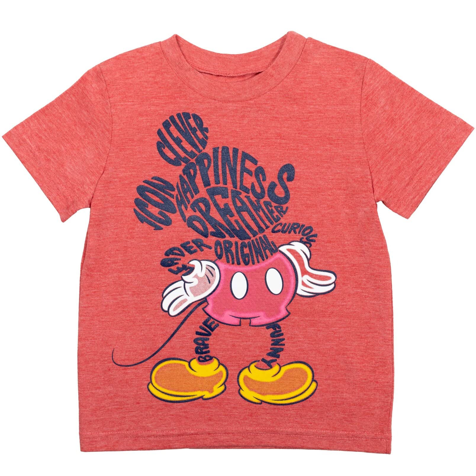 Disney Mickey Mouse Toddler Boys 3 Pack Short Sleeve T-Shirt Yellow/Red/Blue 4T