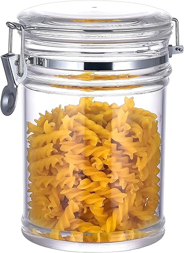 Recipiente de acrílico mediano reforzado de 50 onzas con abrazadera de bloqueo, tarro hermético Contenedor de almacenamiento de alimentos para