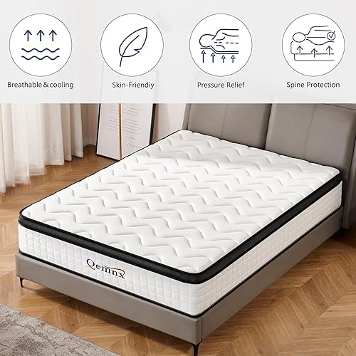 Miniatura 3 de Colchón tamaño King de 12 pulgadas, colchón de firmeza media para noches frescas y alivio de presión, alivio de presión de soporte de bordes con