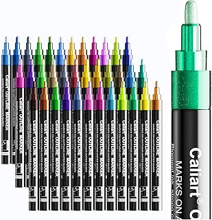 Caliart 36 Colors Outline Markers Shimmer Glitter Pens, Doodling Marker ...