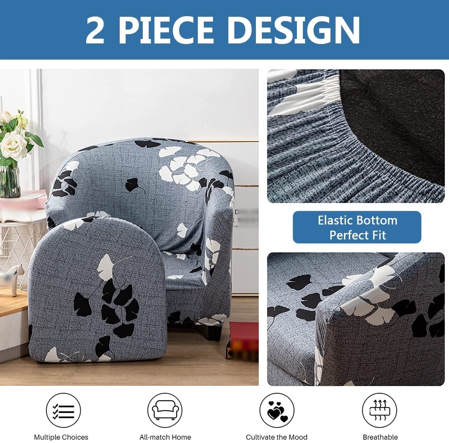 Copripoltrona Chesterfield Elasticizzato - 2 Pezzi, Nero, Antiscivolo, Per Poltrona Club - Foto 5