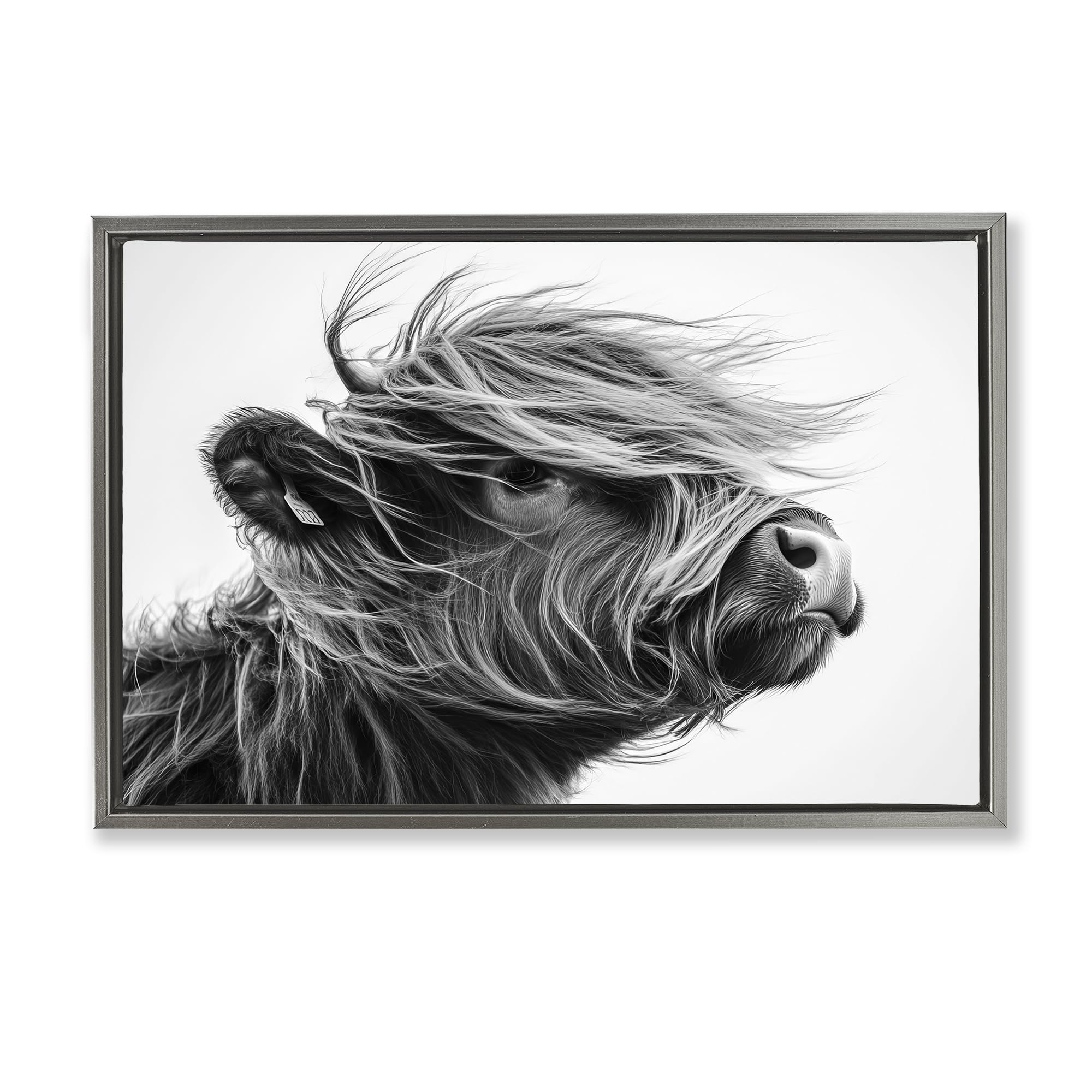 Stupell Industries 'Handsome Highland Portrait', Floating Frame Canvas Art, Gray, 31 x 21 Inches, Easy to Hang and Sturdy, Made in USA, by Tina LeCour
