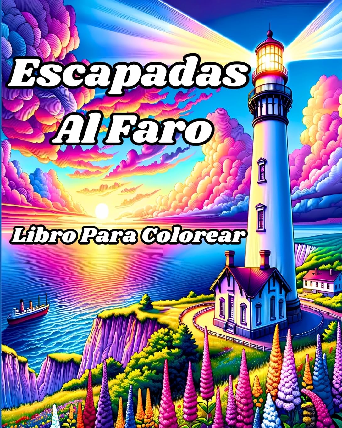 Libro Para Colorear Escapadas Al Faro: Diseños detallados para aliviar el estrés y relajarse para adultos.