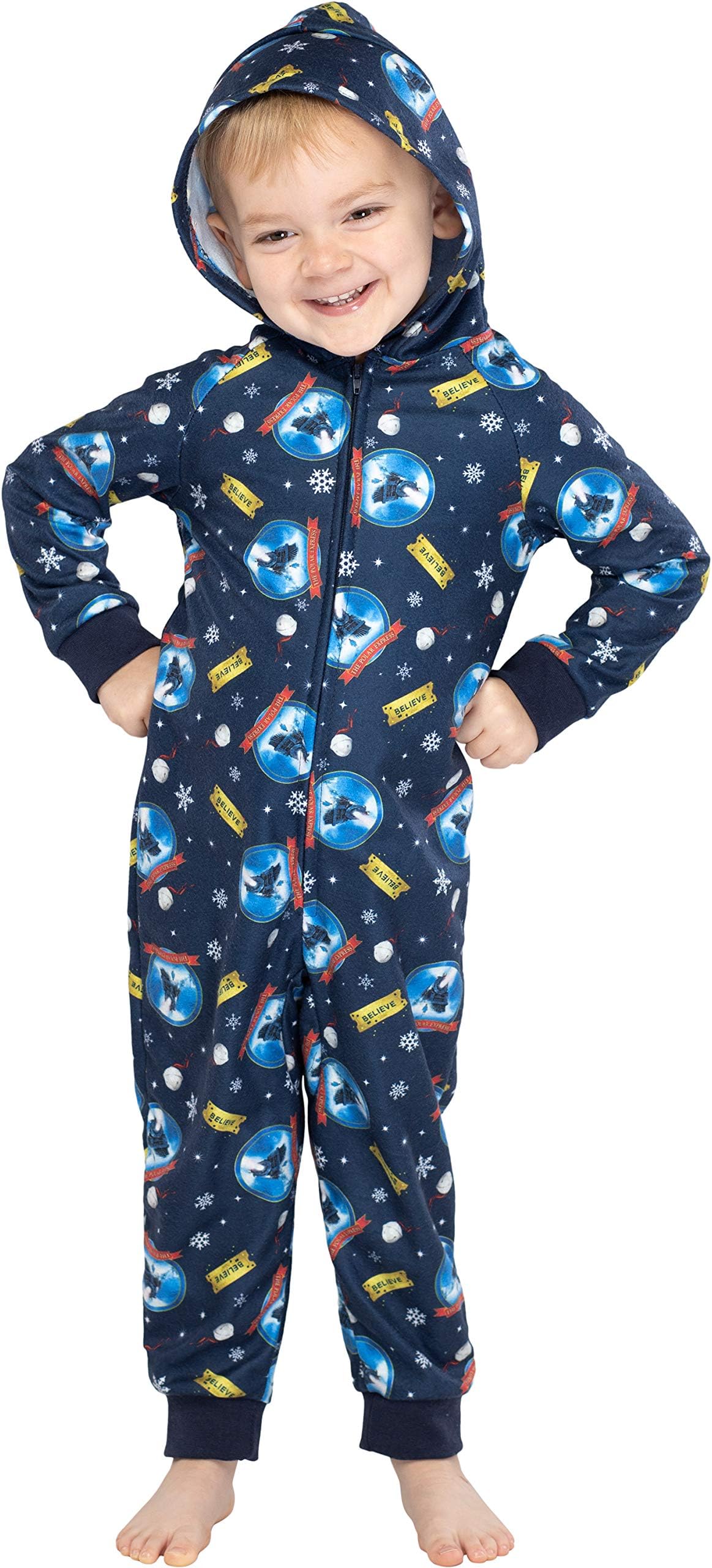 INTIMOPolar Express Toddler Kids Believe Hooded One-Piece Footless Sleeper Union Suit