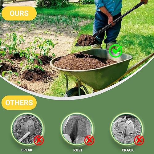 Miniatura 5 de Palas pequeñas para excavar, pala de jardín de playa con mango de 43.3 pulgadas, pala de metal portátil resistente para jardinería, camping, zanjas,