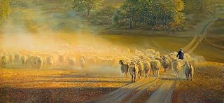 Alex Levin - Flock of Sheep in Judean Desert - Limited Edition, Size 24"x52"