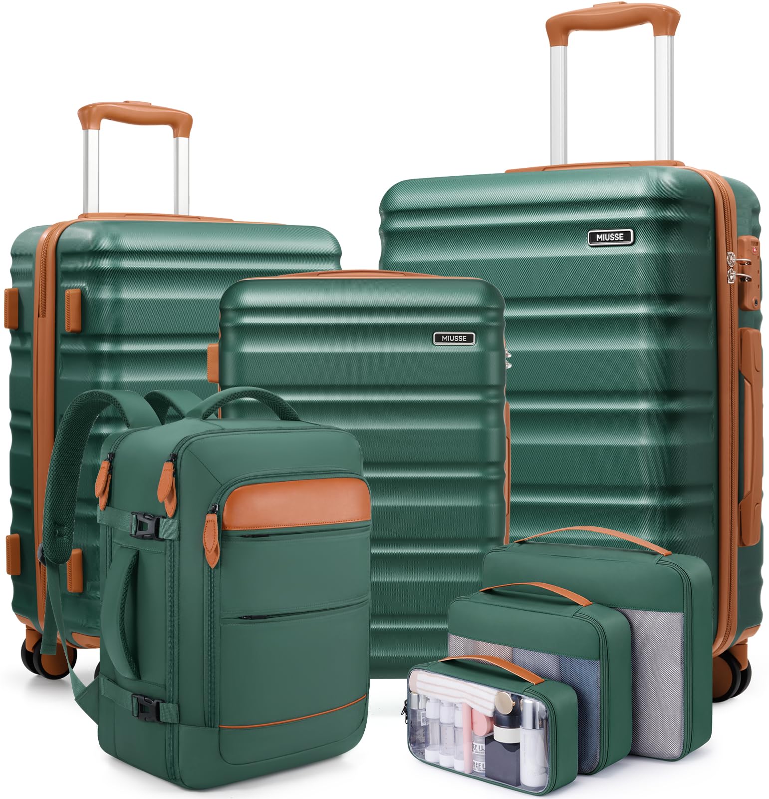 MIUSSE MAX Luggage Sets 7 Piece, 20/24/28in Hardside Suitcase With Spinner Wheels, 20 Inch Carry On Luggage Airline Approved, Durable Suitcase Sets