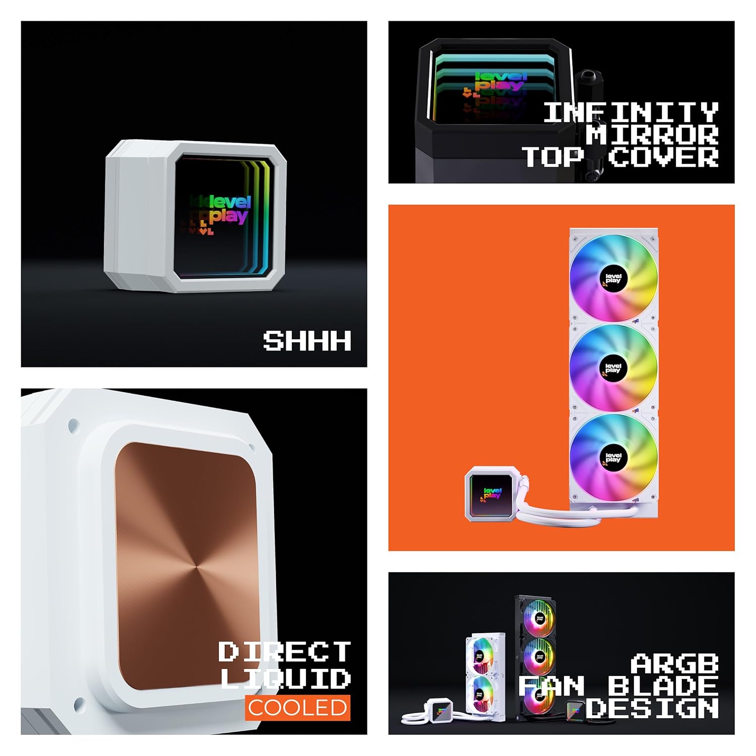 Levelplay CL360 ARGB 360mm AIO PC CPU Liquid Water Cooler Intel LGA1851, LGA1700, AMD AM5, AMD AM4 (White, 360MM)