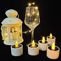 Vista 2 de Velas de té solares, 10 velas LED impermeables sin llama, velas LED recargables ámbar parpadeantes para jardín, patio, camino, decoración del hogar