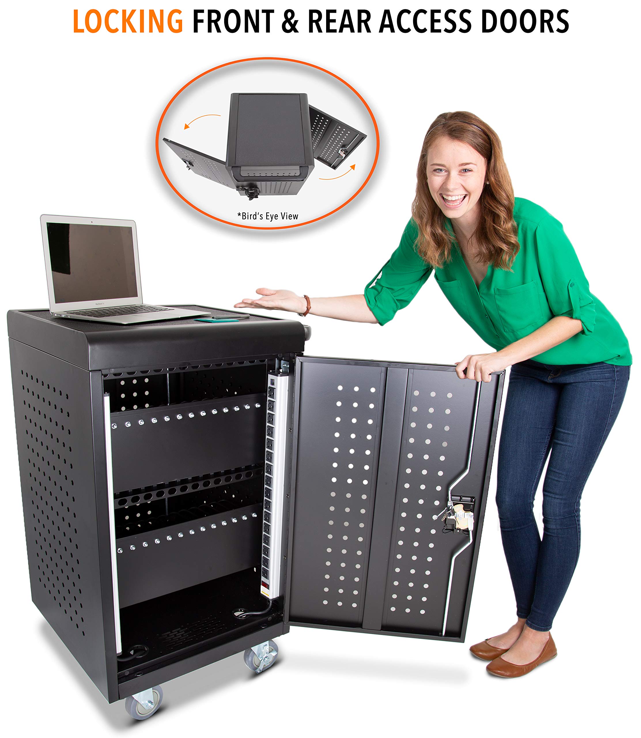 3 Pack Line Leader Compact Mobile Charging and Storage Cart, Mobile Lab