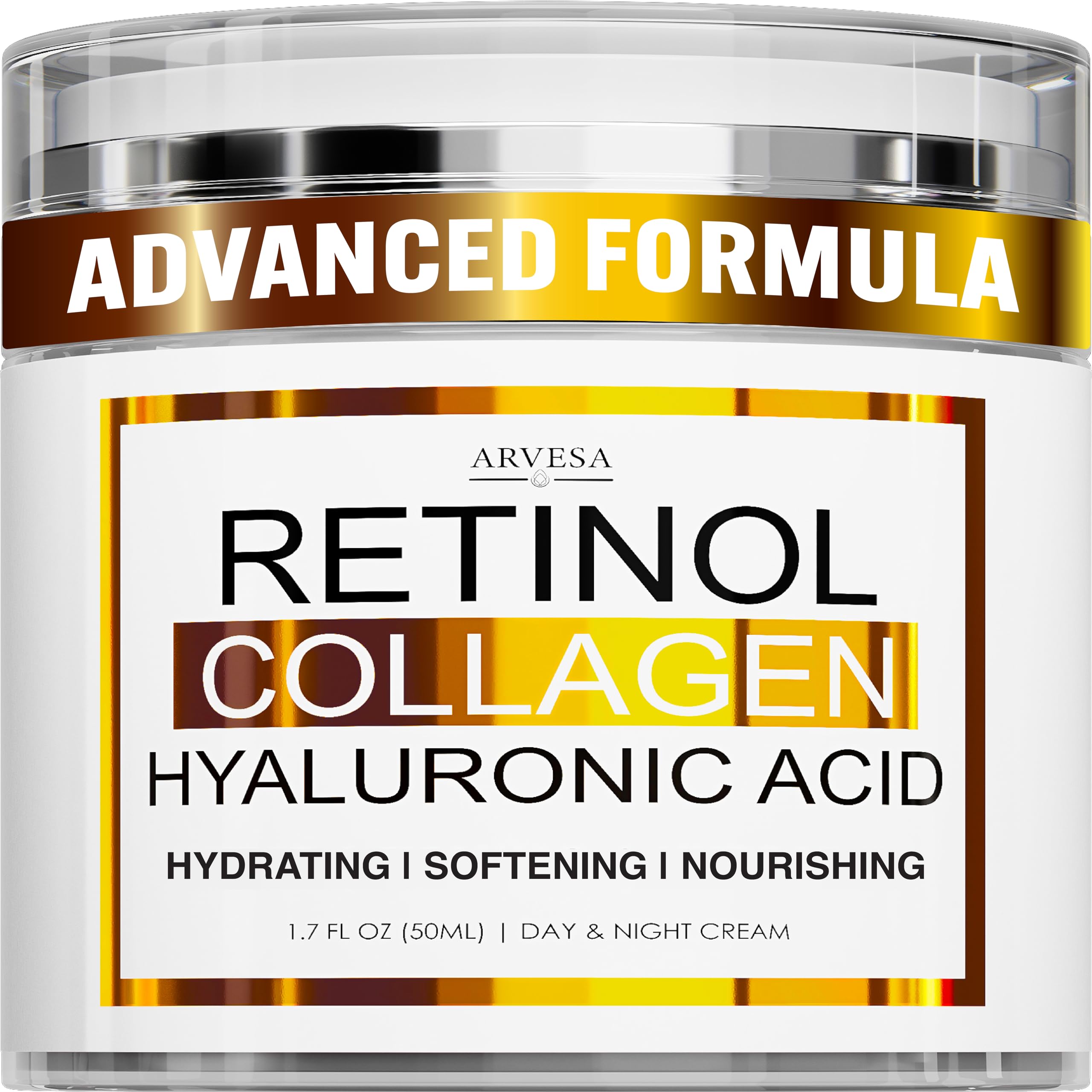 Retinol Cream for Face - Face Moisturizer with Hyaluronic Acid, Collagen - Lightweight Day and Night for Women and Men - Facial Cream, Neck & Décolleté - Non-Comedogenic, 50 ML