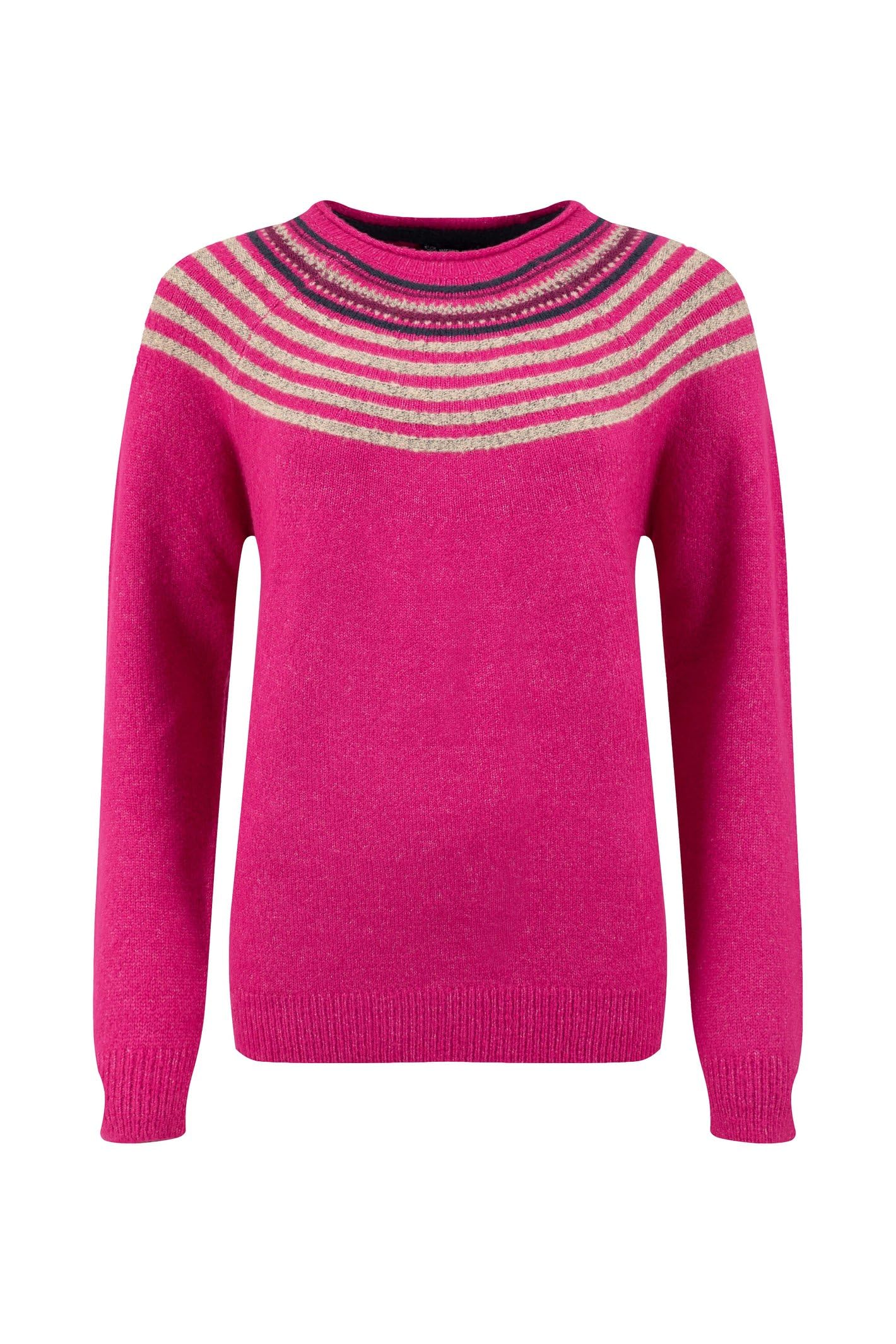 Weird Fish Women's Bright Pink Sinatra Patterned Knit Jumper In | Size: 16