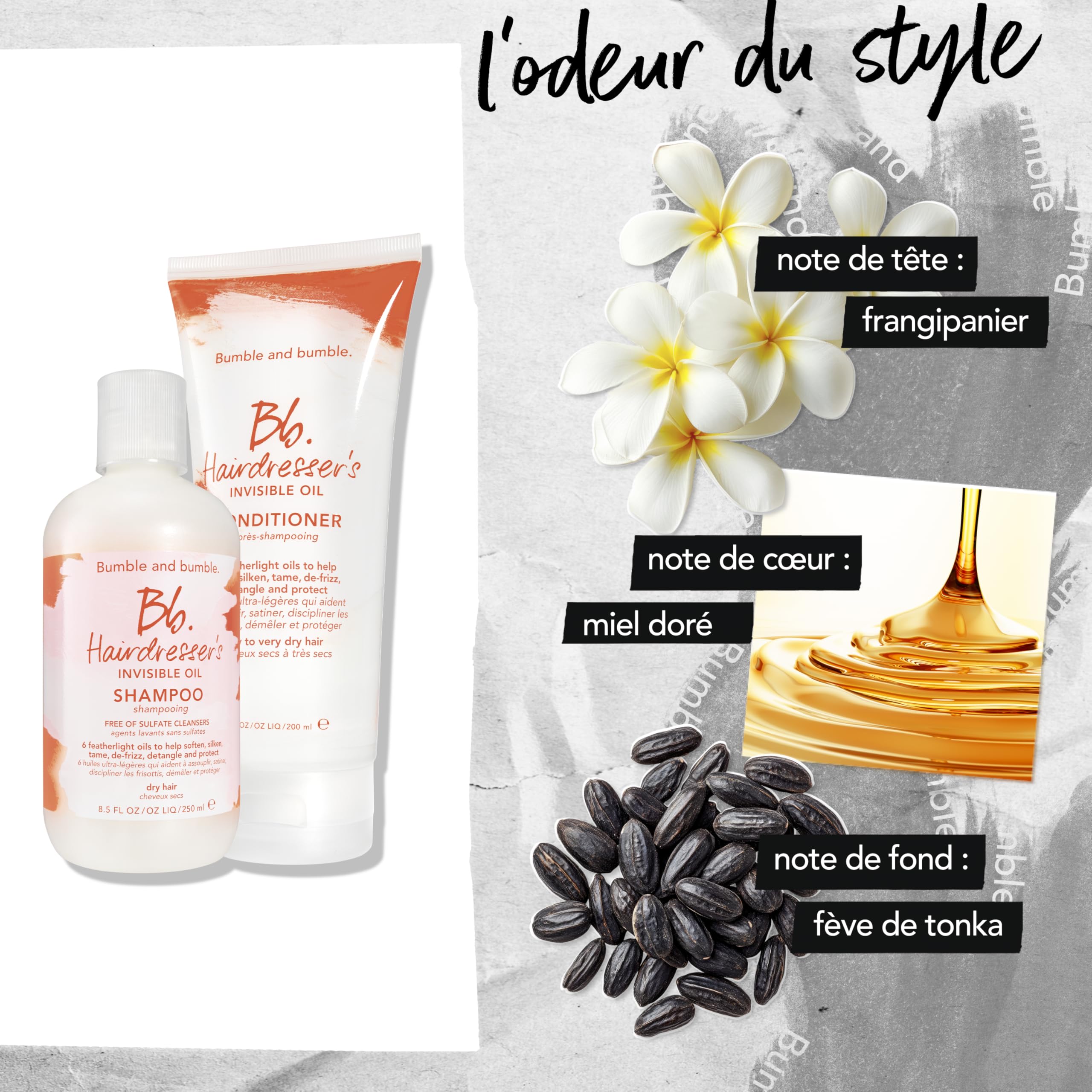 Bumble and Bumble Hairdresser's Invisible Oil Routine: Shampooing hydratant (250ml) + Après-Shampooing Hydratant (200ml) - Anti-Frisottis, Brillance, Protège La Couleur - Bouclés, ondulés, raides
