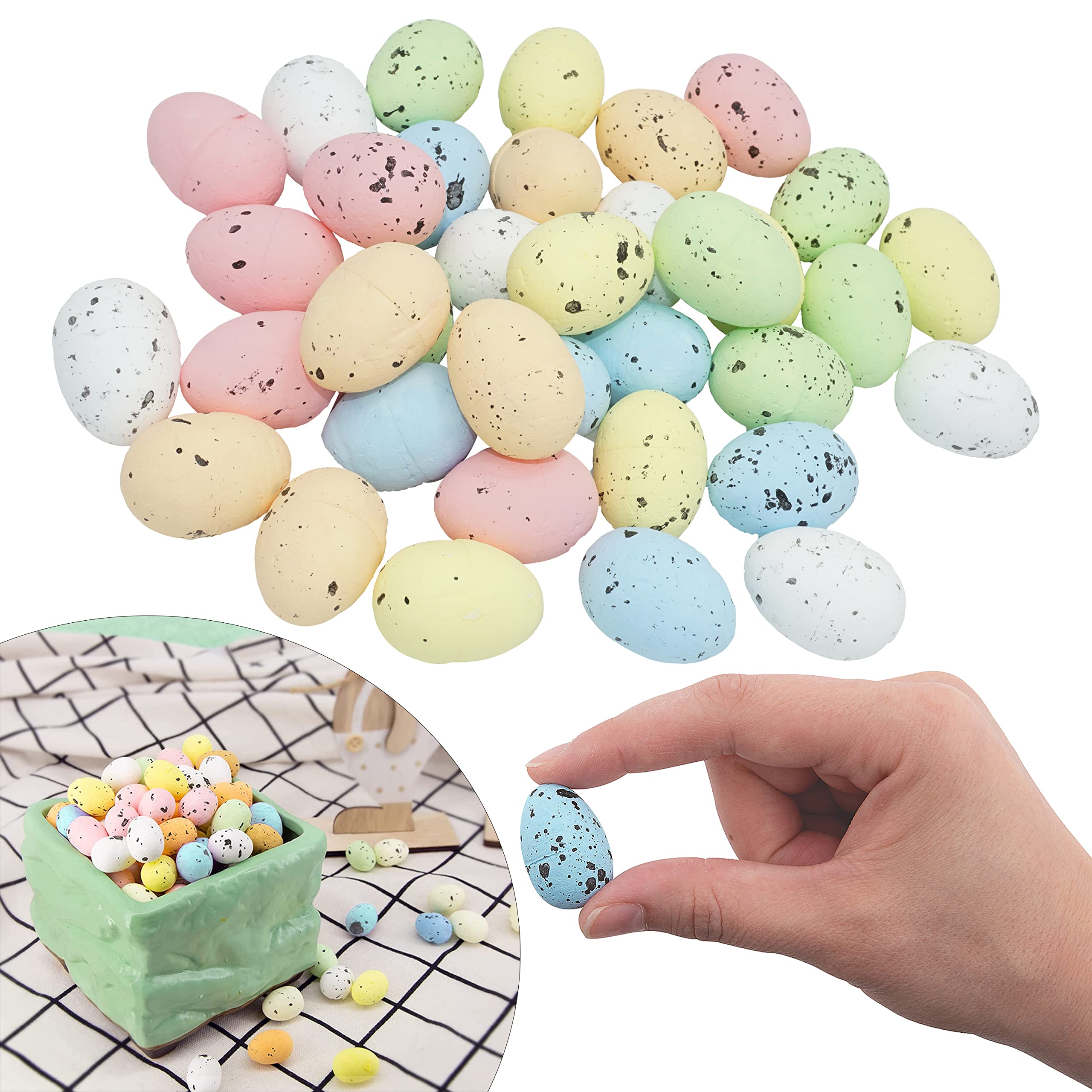 Hovuk 36Pcs- Speckled Eggs 36Pcs Easter Speckled Eggs 2.5Cm – Multi Colored Styrofoam Easter Hunting Eggs, Easter Home Decorations, Basket Filler Ornaments
