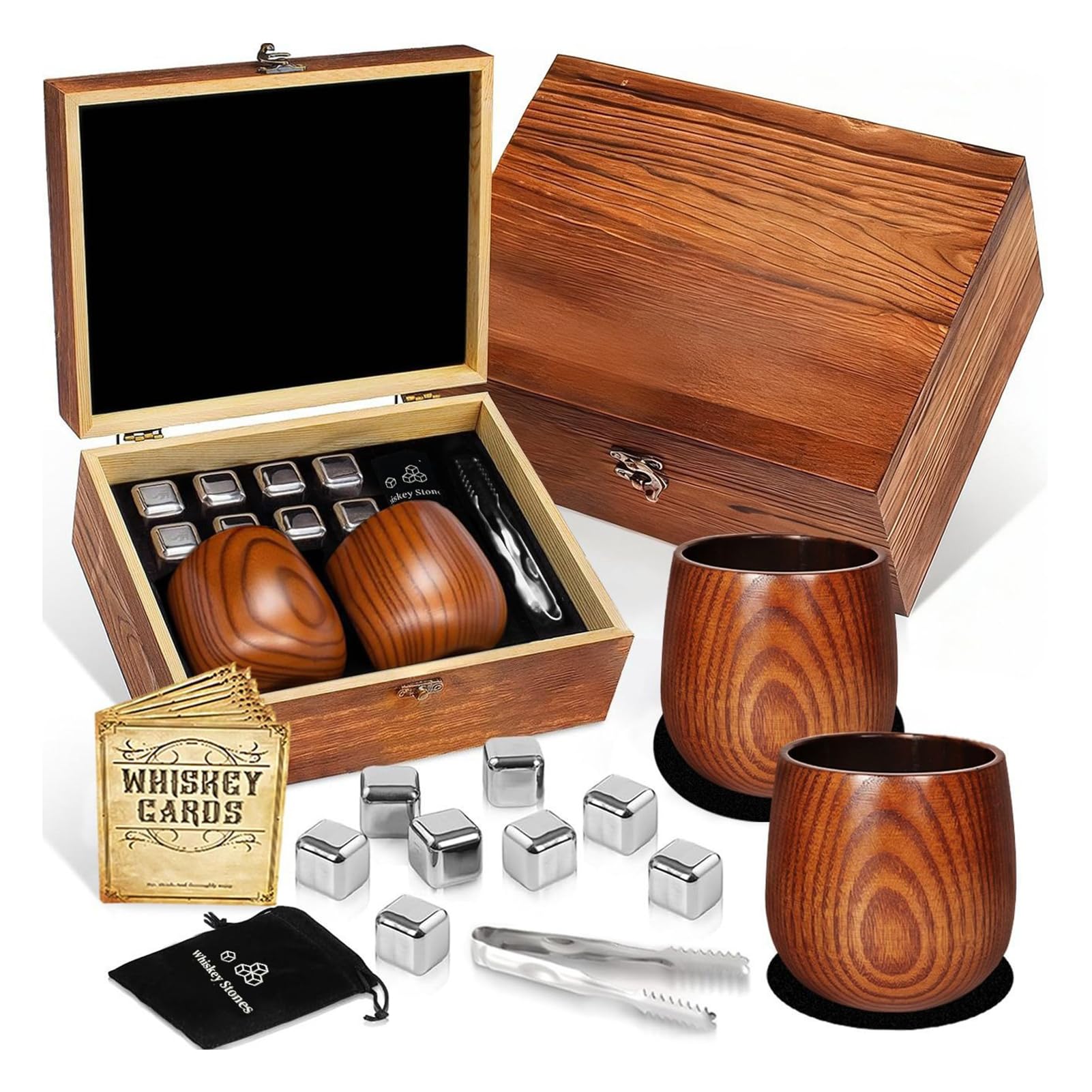 Kit Bicchieri Da Whisky in Legno Carbonizzato, Bicchiere Borbone Personalizzato, Bicchiere Da Whisky Premium Artigianale, Regali Perfetti Per Uomini, Marito, Fidanzato, Padre, Amici
