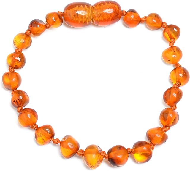 Genuine Baltic Amber Bracelet - Polished Cognac Color Anklet - 100% Authentic Baltic Amber - Handmade Jewelry