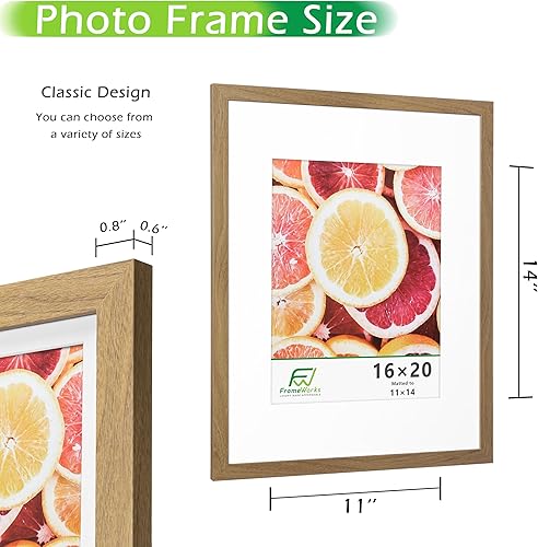Vista 197 de FrameWorks Marcos de fotos clásicos de madera de 11 x 14 a 8 x 10 pulgadas con vidrio templado, roble natural, paquete de 6