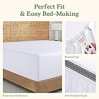 Vista 4 de California Design Den 100% Organic Cotton Fitted Sheet Full Size Only - Percale Full Size Fitted Sheet with Deep Pockets, Crisp, Lightweight, 01