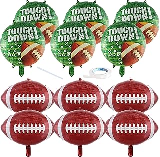 12 Pieces Football Balloons Football Party Decorations 21 Inch Football Party Balloons Football Field Foil Balloons for Tailgate Game Day Mylar Touchdown Balloons Tailgate Party Decorations