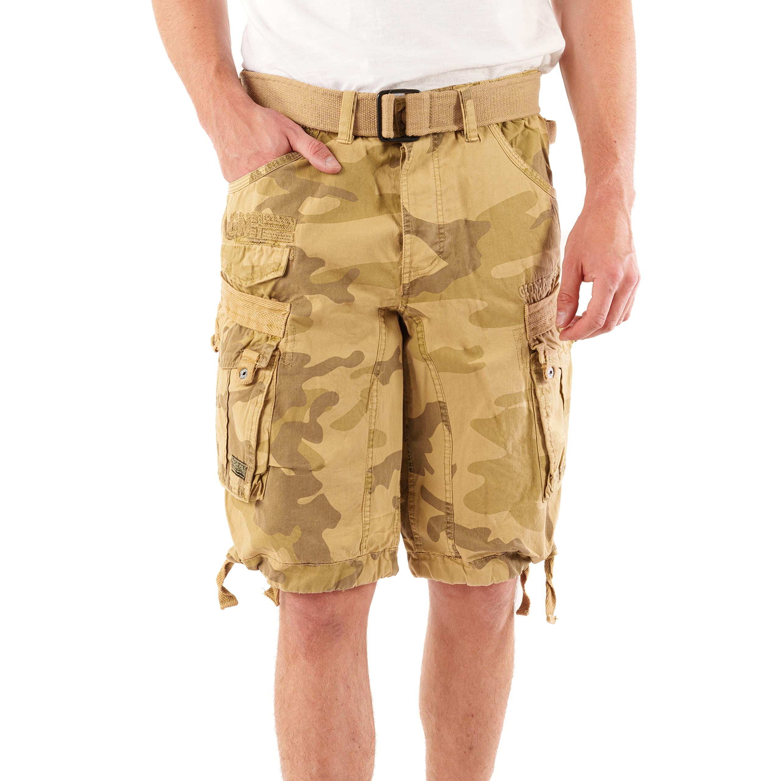 Geographical Norway Men's Beige Camo Cargo Short People - L