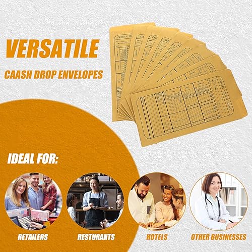 Miniatura 5 de BBTO 500 sobres de dinero para efectivo de 9.06 x 4.72 pulgadas, sobres autoadhesivos para informes de depósitos de cajero, papel kraft marrón,