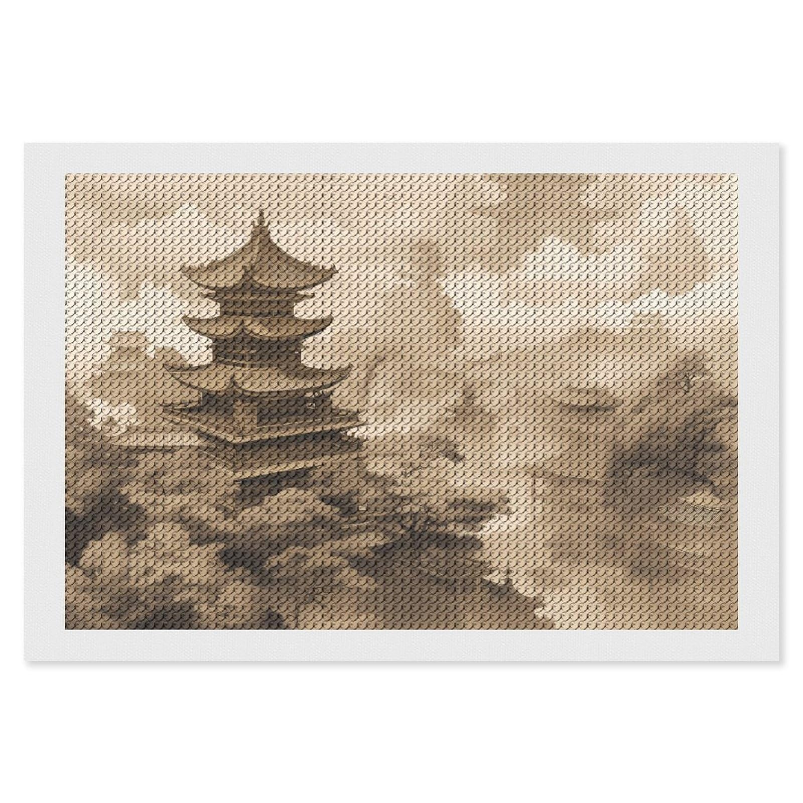 NONHAI Diamond Painting Kits for Adults - DIY Diamond Art Kits for Beginners - Full 5D Paint Drill Diamond Dots Paintings- Ancient Architecture Diamonds Pictures Gem Art and Craft Wall Decor 8"x12"