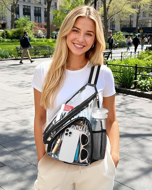 HULISEN Clear Sling Bag, Clear Bag Stadium Approved, Transparent Shoulder Crossbody Backpack Chest Casual Daypack by HULISEN - Image 2