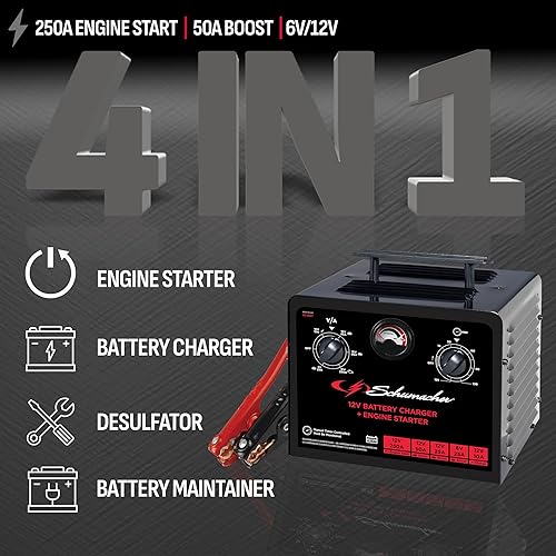 Vista 2 de Schumacher Electric Cargador de batería controlado por tiempo de 6 V/12 V y arrancador del motor - Cargador controlado de precisión con temporizador