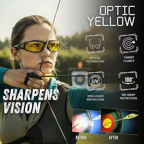 Miniatura 6 de proSPORT Bifocal Lector de Gafas de Sol Noche Yelow Bloqueador de Luz Azul Deporte Wrap Escudo Lateral