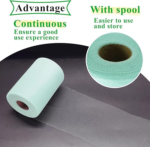 Miniatura 3 de Rollos de tela de tul azul aguamarina de 6 pulgadas por 100 yardas (300 pies), carrete de tela, cinta de tul para bricolaje, lazo de tutú azul