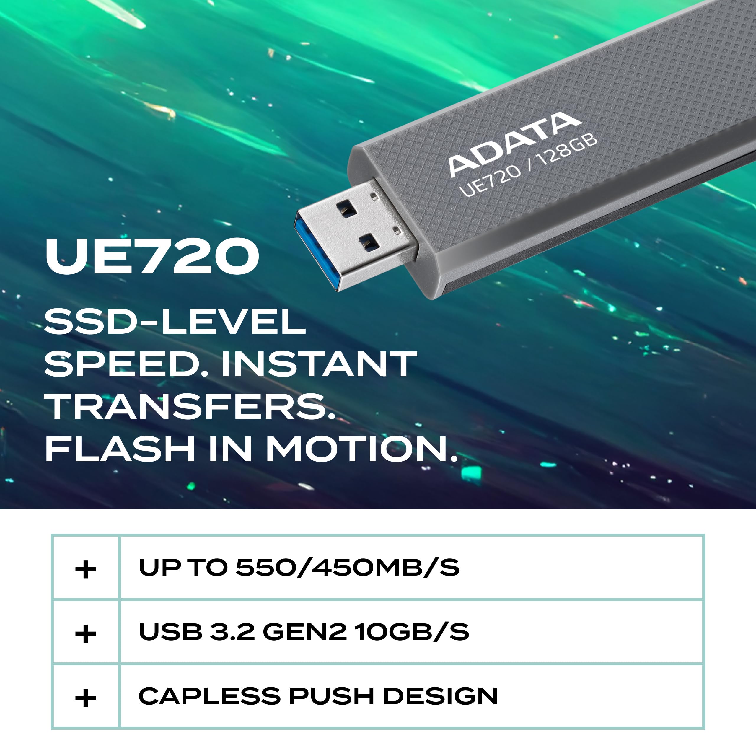 Amazon.com: ADATA UE720 USB Flash Drive - 128GB USB 3.2 Gen2 Flash