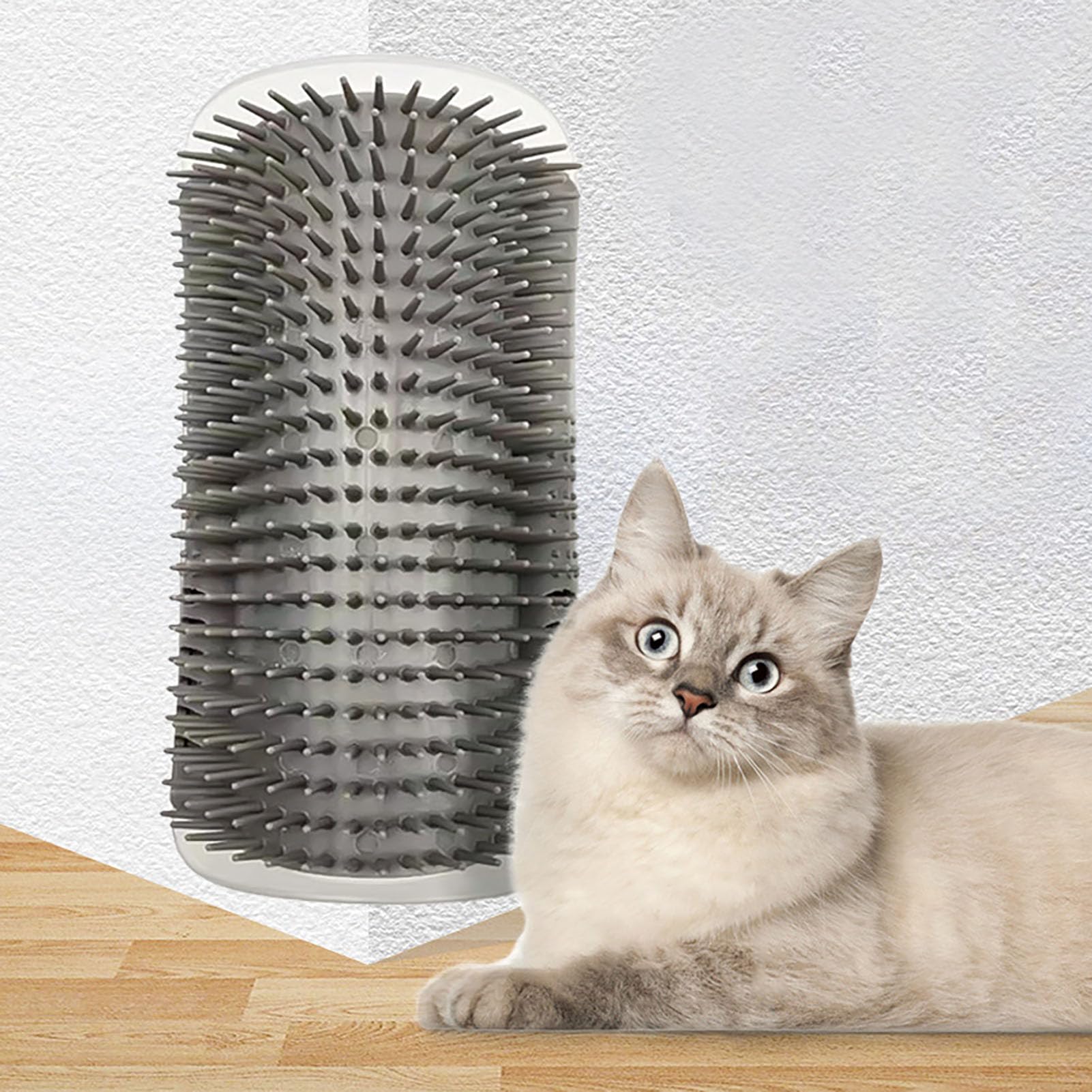 2 peines suaves para gatos con bolsa de hierba gatera, rascador de esquina de pared, peines de masaje suaves para gatos de pelo corto y largo, cepillo de juguete para gatos de interior