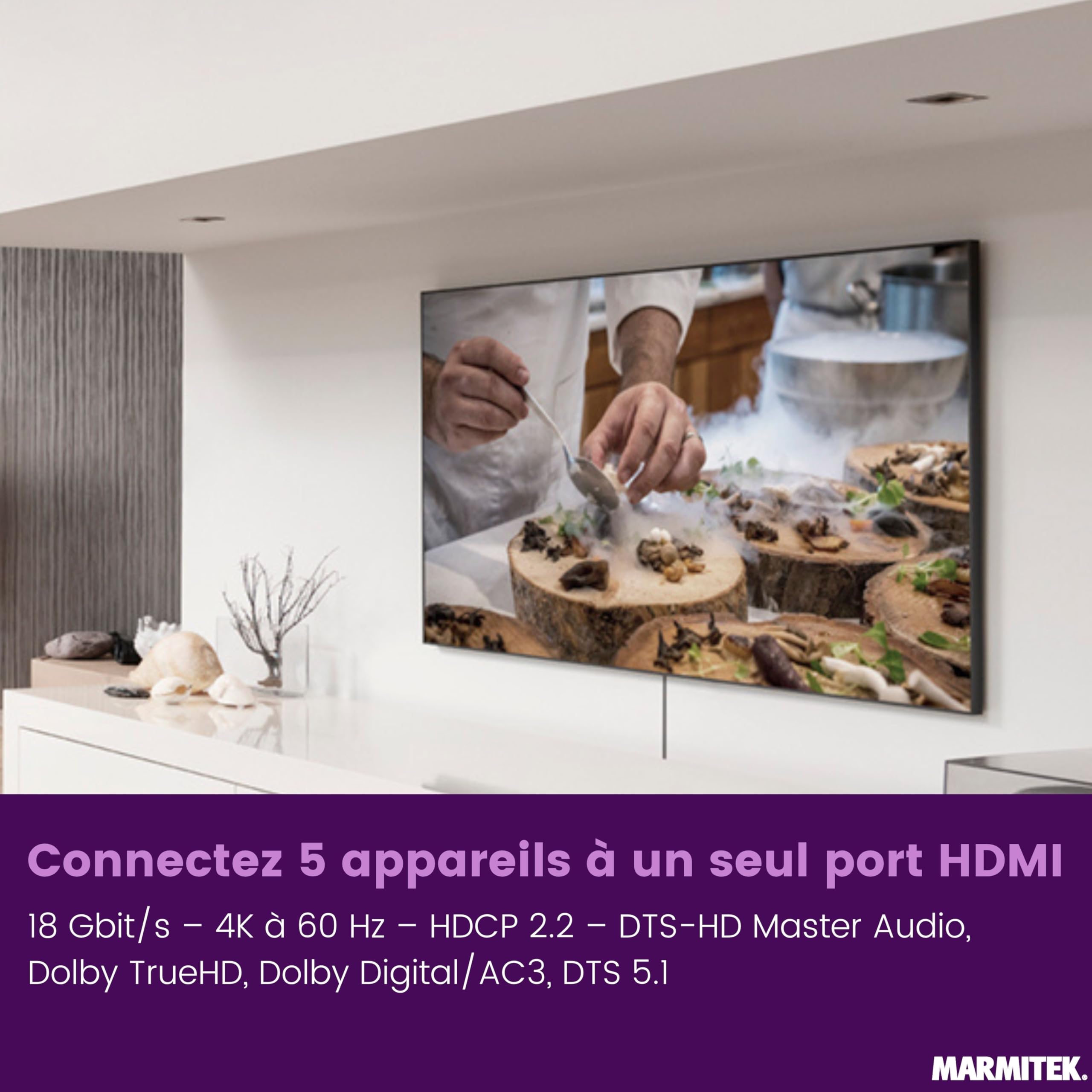 Marmitek Connect 310 UHD 2.0 - Switch HDMI 4K60 3 entrées 1 Sortie HDR