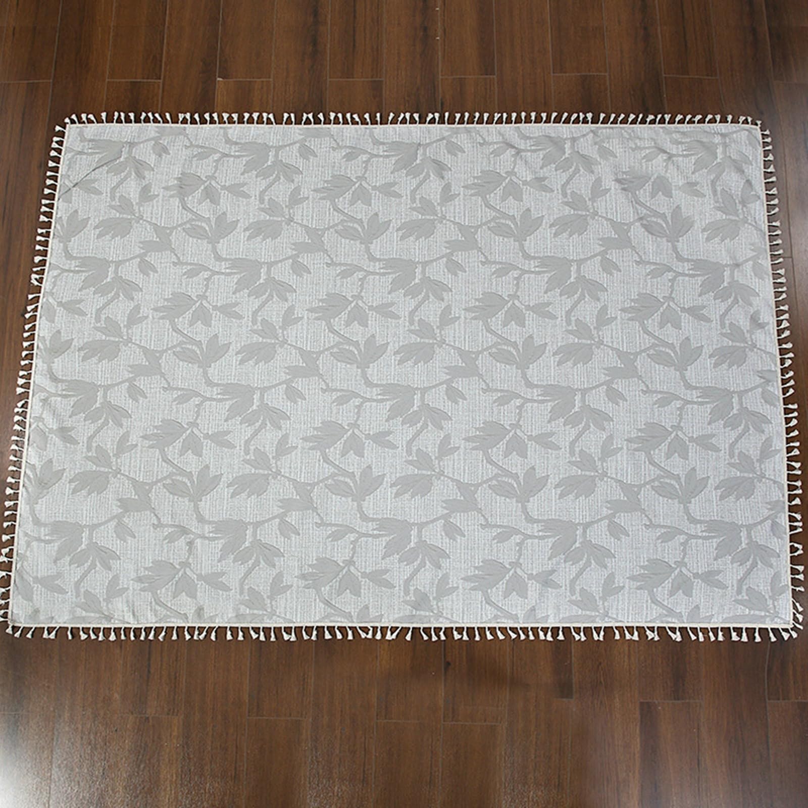 Nappe Jacquard Feuille Bleu Grisen Tissu Epaisse 140x300CM