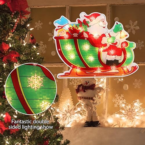 Miniatura 44 de LAMPHOME Silueta de ventana de Navidad con forma de copo de nieve de 17 pulgadas, 20 L, decoración para fiestas, hogar, patio, césped, jardín