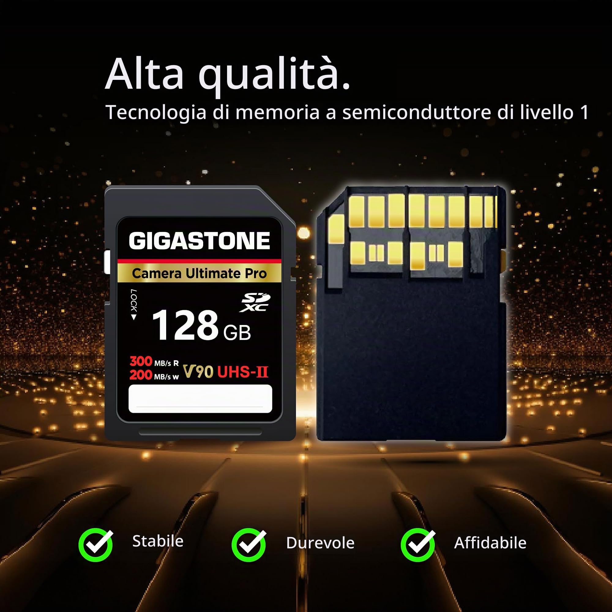 【Recupero dati gratuito per 5 anni】GIGASTONE UHS-II V90 128 GB SD Card Camera Ultimate Pro, fino a 300/200 MB/s, U3 SDXC 4K Ultra HD UHD Video per DSLR Canon/Nikon/Sony/Pentax, con 1 mini custodia