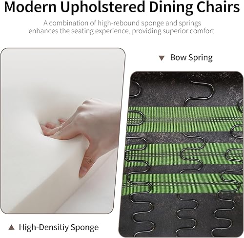 Miniatura 4 de Juego de 6 sillas de comedor de terciopelo gris, modernas sillas de comedor con respaldo copetudo y patas de madera maciza, sillas de comedor Gris