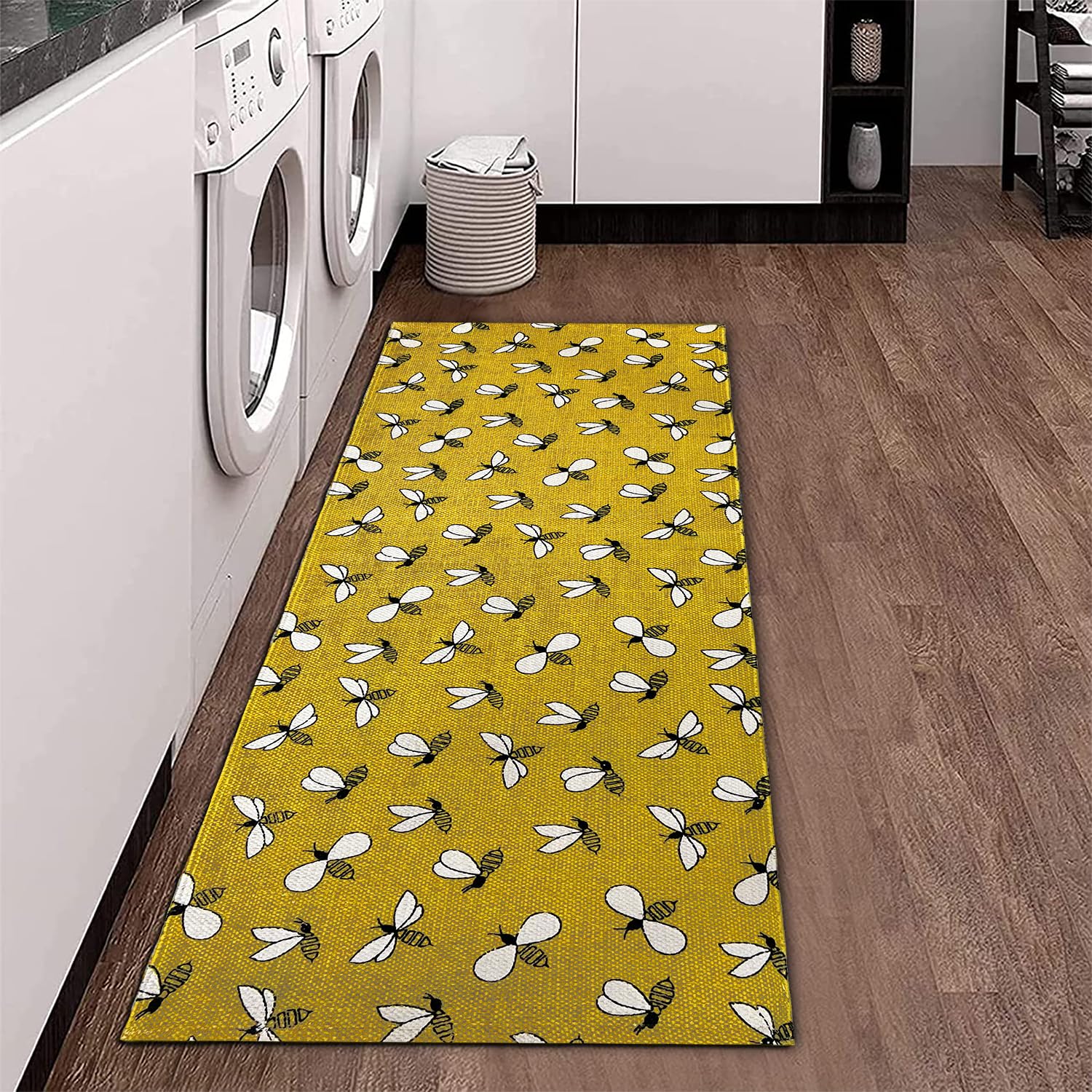 STONEMUNK 2x5 Feet Printed Handwoven and Hand Printed Cotton Carpet Rug for Living Room, Bedroom, Hall | Cotton Runner for Floor 24x60 Inch - Yellow