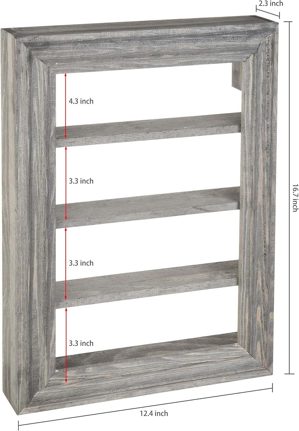 MyGift Vintage Gray Wood Wall Mounted Nail Polish Holder Display Rack with 4 Tier Shelf, Essential Oil Bottle Organizer