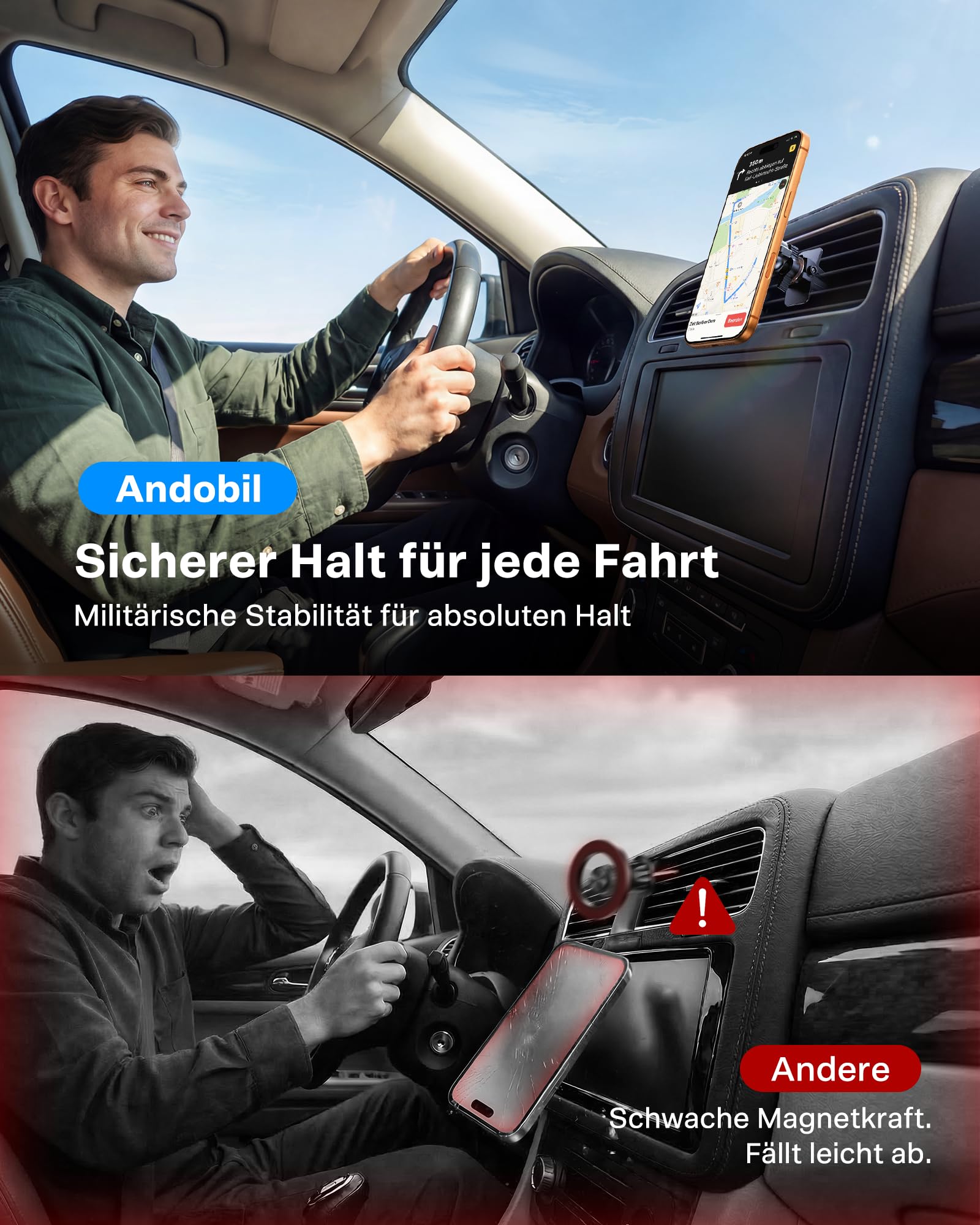 andobil 2026 Upgrade Handyhalterung Auto Magnet [24 x N56 Starker Magnet] für Magsafe Autohalterung, Handy Halterung Auto Lüftung Kompatibel mit iPhone 17 16 15 14 13 Pro Max Samsung S26 25 Ultra usw