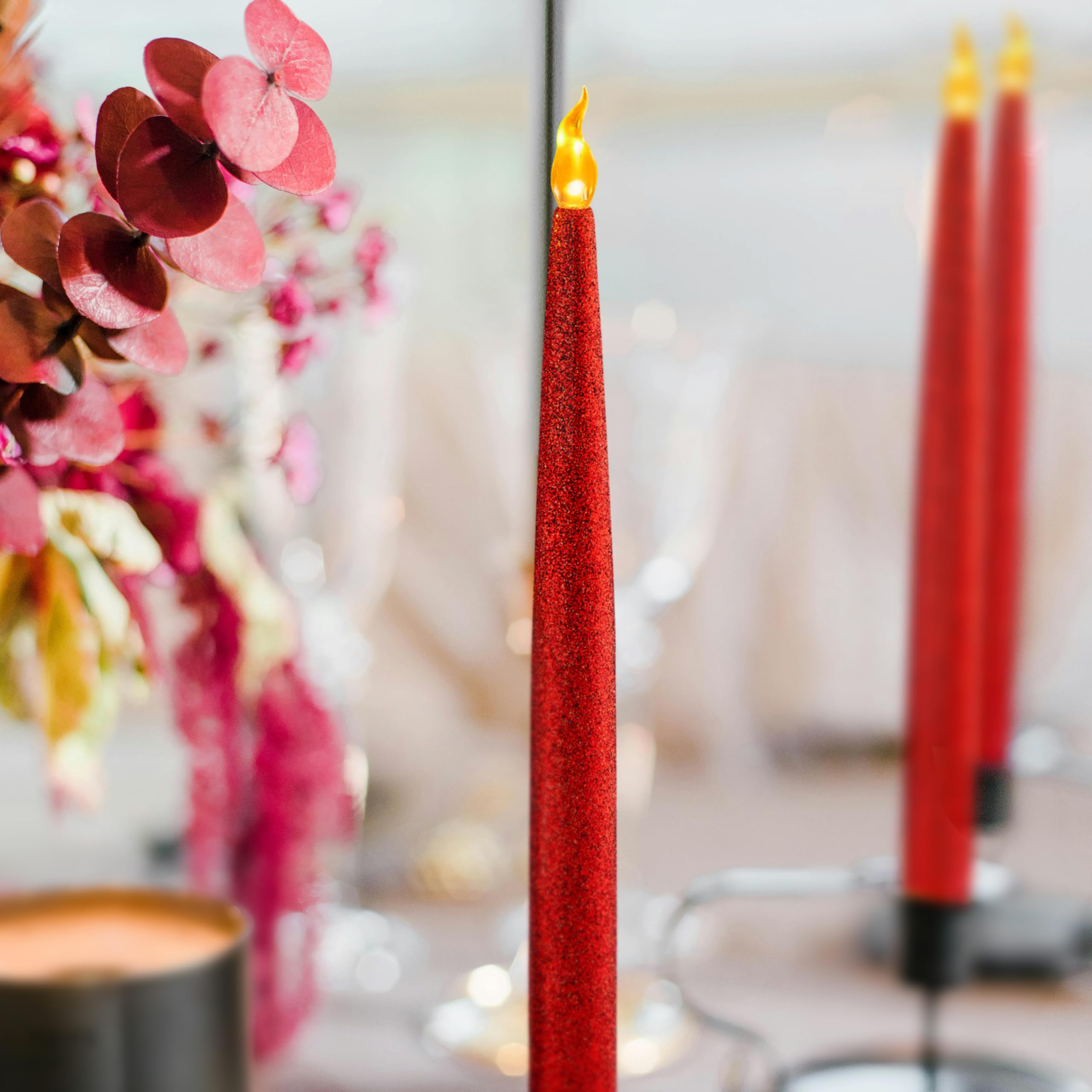 Amazon.co.jp: FURORA LIGHTING レッドLEDテーパーキャンドル