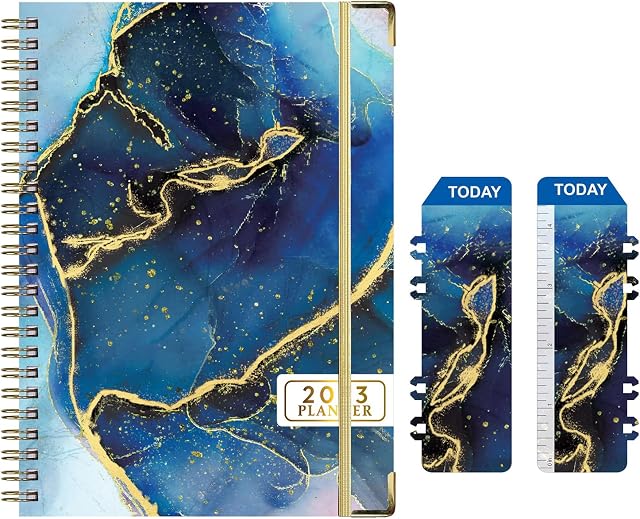 Weekly Planner 2023, 12-Month Weekly Diary, A5 Spiral Weekly Planner and Notebook, Hard Cover, Large Size 15.8 x 21.7 cm (Blue)