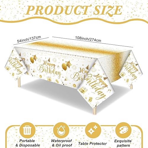 Vista 36 de Tudomro 3 manteles rectangulares de plástico para decoración de fiesta de cumpleaños, para mujeres y hombres, suministros de fiesta de baby shower