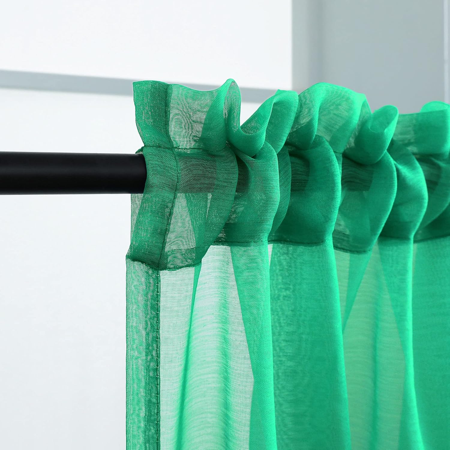Pitalk Light Green Curtains for Living Room 2 Panels Set Bedroom Sheer Curtains 63 Inch Length