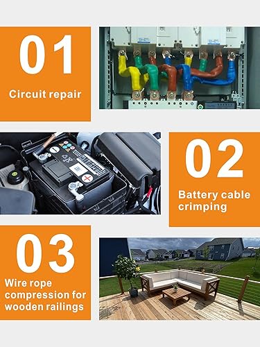 Miniatura 5 de AMZCNC Crimpadora hidráulica de cable 8 US TON 12 AWG a 00 (20) Kit de herramientas de cable de terminal eléctrico con 9 troqueles (herramienta de