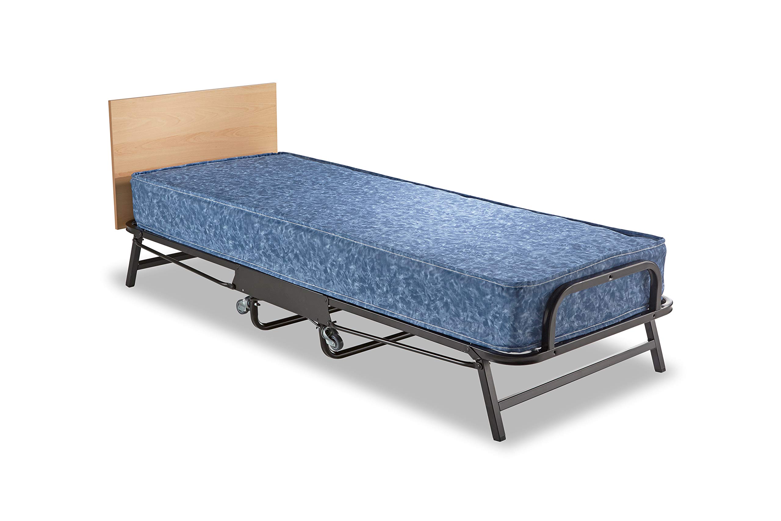 JAY-BE Crown Windermere Folding Bed with Waterproof Deep Sprung Mattress, Steel, Black, Anti-Microbial, Single size