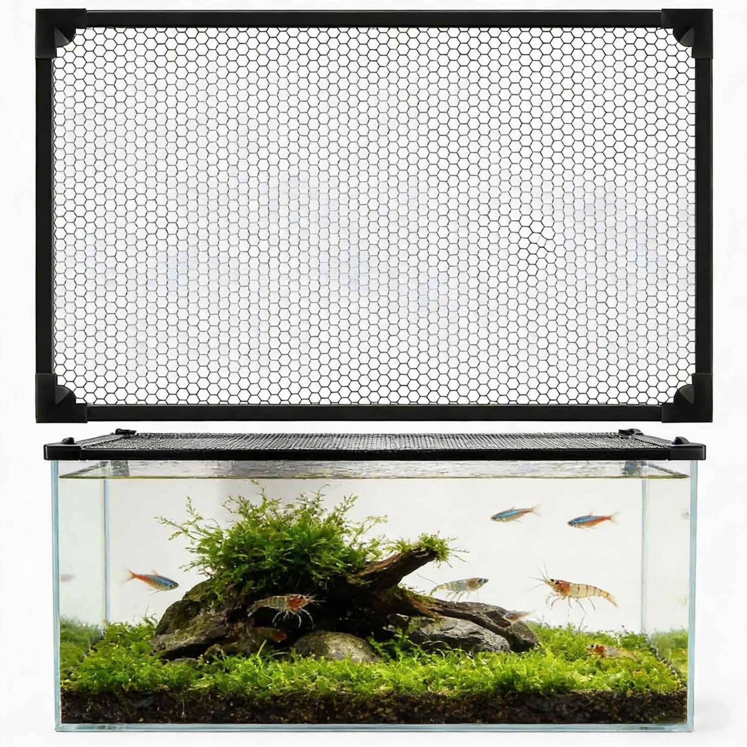 Fish Tank lid Magnetic Aquarium lid Fish Tank Hood top Cover Anti-Jumping net Cover mesh to Protect Fishes Jumping Out(150x50CM/59.06x19.69in)