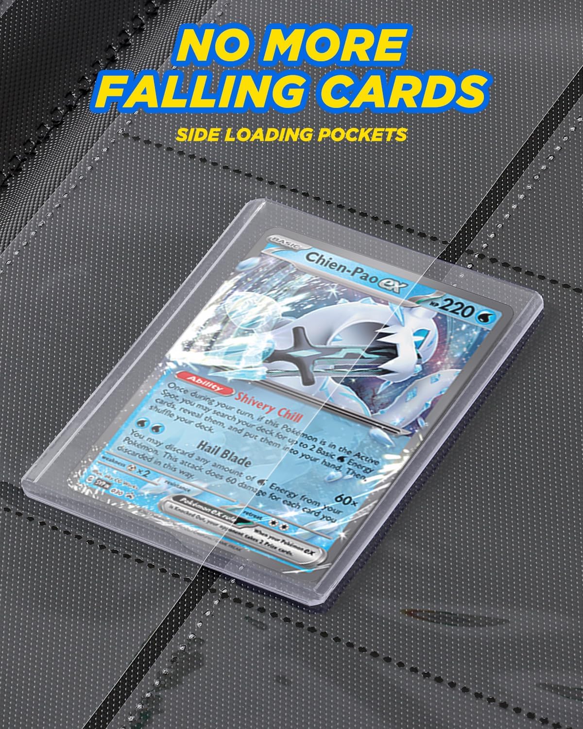 Raccoglitore per carte collezionabili con 9 tasche, con cerniera, double-face, 252 Toploader per TCG, MTG, carte sportive (blu)