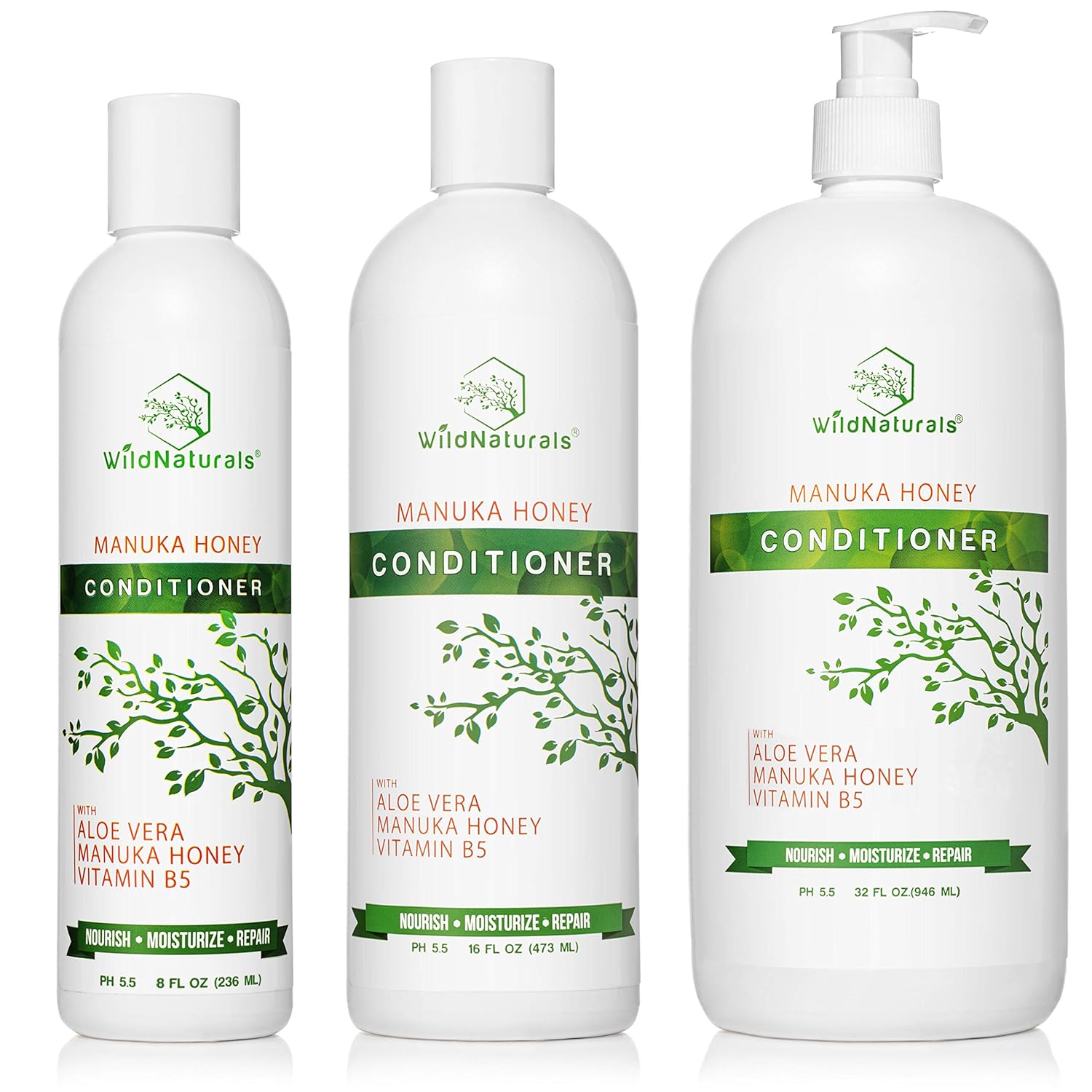 Wild Naturals Sulfate Free Conditioner : With Manuka Honey + Aloe Vera, For Hair Loss, Thinning Hair, and Itchy Dry Scalp. Anti Dandruff, Moisturizing, 98% Natural, 80% Organic Healing Plant-Based - Image 8